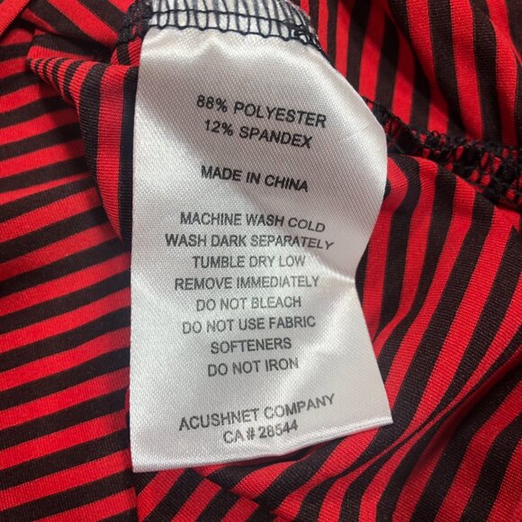 Footjoy FJ Performance Golf Polo Shirt Mens Large Red Black Striped PGT Trucking - Picture 5 of 6